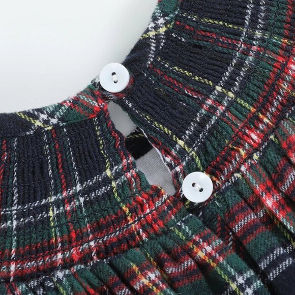 Navy Tartan Nativity Scene Smocked Dress - Picture 3 of 6
